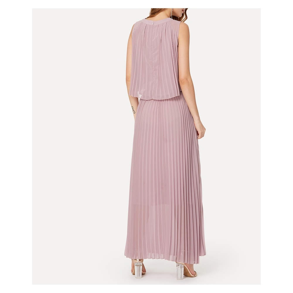 Dusty Pink Sleeveless Pleated Maxi Dress - Picture 4 of 5